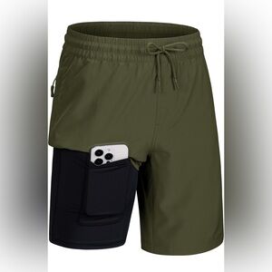 NWT-Men's Athletic Shorts in Olive Green